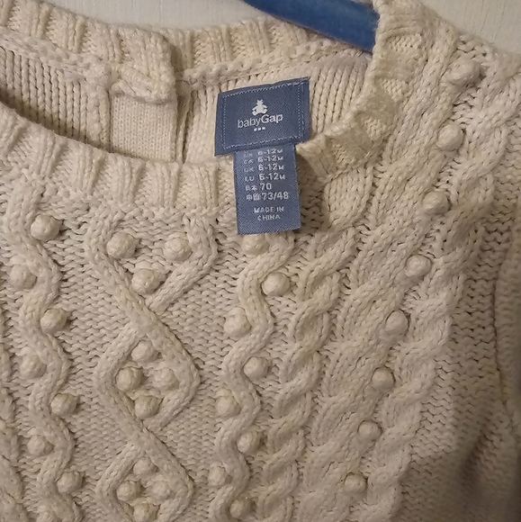 Baby Gap Baby Girl's Cream Cable Knit Sweater Dress Size 6-12M - Picture 3 of 3